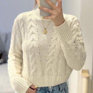 white knit sweater